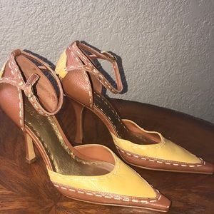 BCBGirls brown and yellow heels.